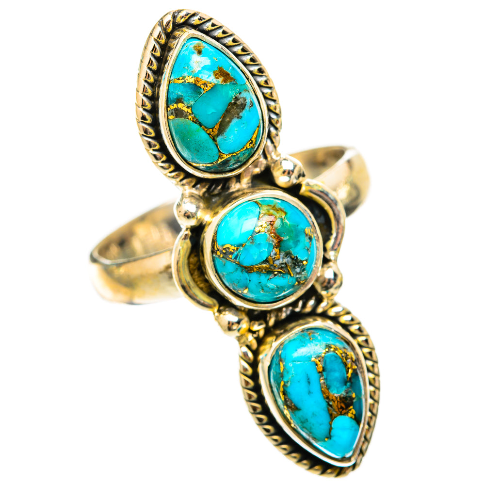 Blue Copper Composite Turquoise Rings handcrafted by Anasilvercos - RING117793 - Photo 2