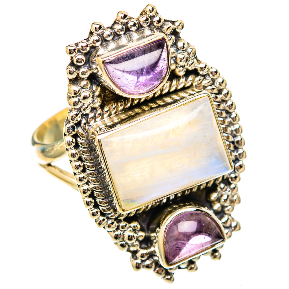 Rainbow Moonstone Rings handcrafted by Anasilvercos - RING117867 - Photo 2