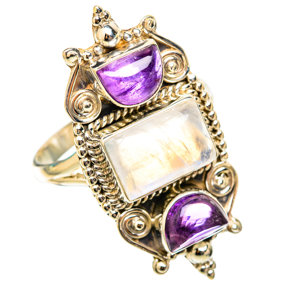 Rainbow Moonstone Rings handcrafted by Anasilvercos - RING117868 - Photo 2