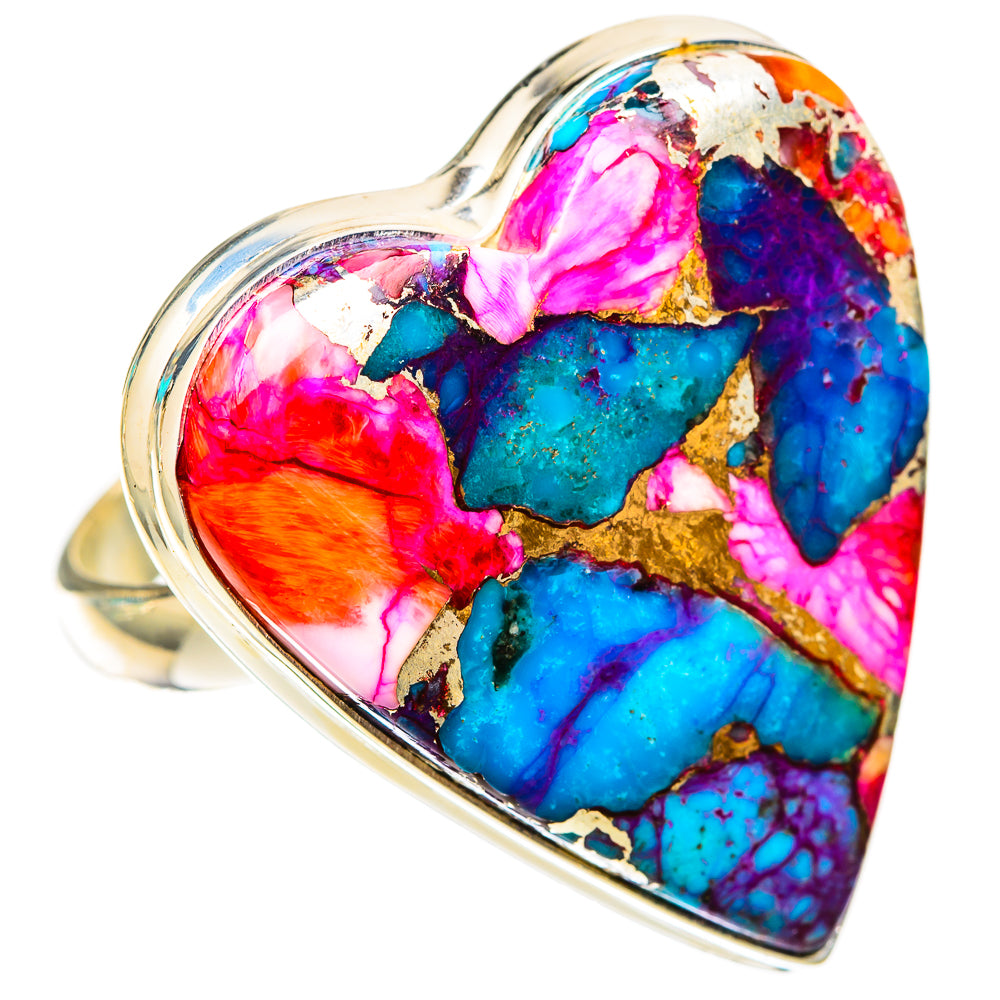 Kingman Pink Dahlia Turquoise Rings handcrafted by Anasilvercos - RING117873 - Photo 2