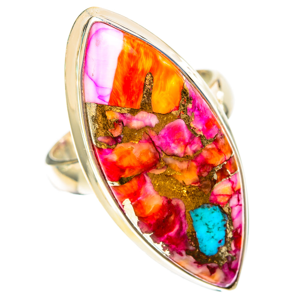 Kingman Pink Dahlia Turquoise Rings handcrafted by Anasilvercos - RING117874 - Photo 2