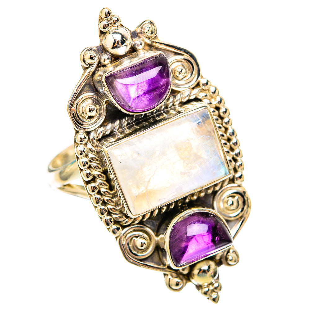 Rainbow Moonstone Rings handcrafted by Anasilvercos - RING117900 - Photo 2