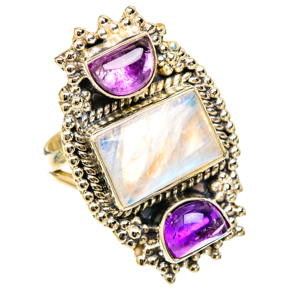 Rainbow Moonstone Rings handcrafted by Anasilvercos - RING117924 - Photo 2