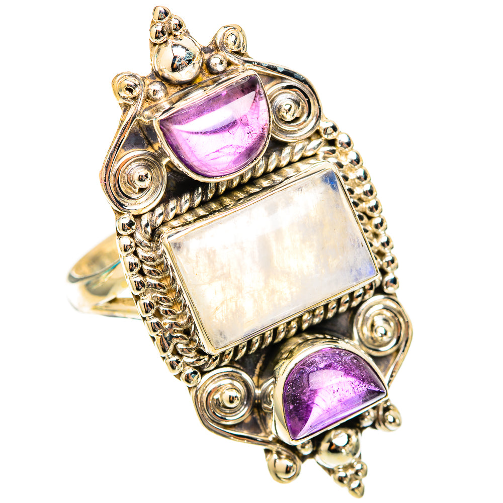 Rainbow Moonstone Rings handcrafted by Anasilvercos - RING117925 - Photo 2