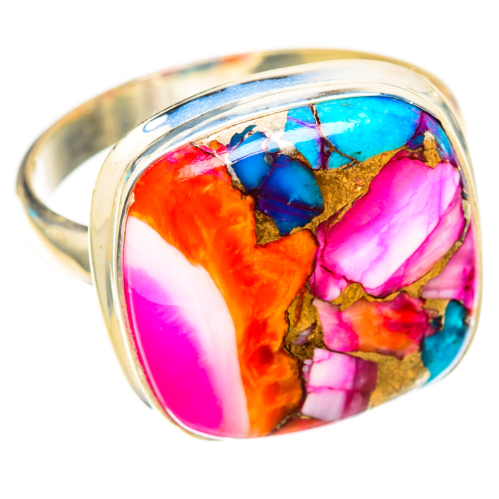 Kingman Pink Dahlia Turquoise Rings handcrafted by Anasilvercos - RING117931 - Photo 2