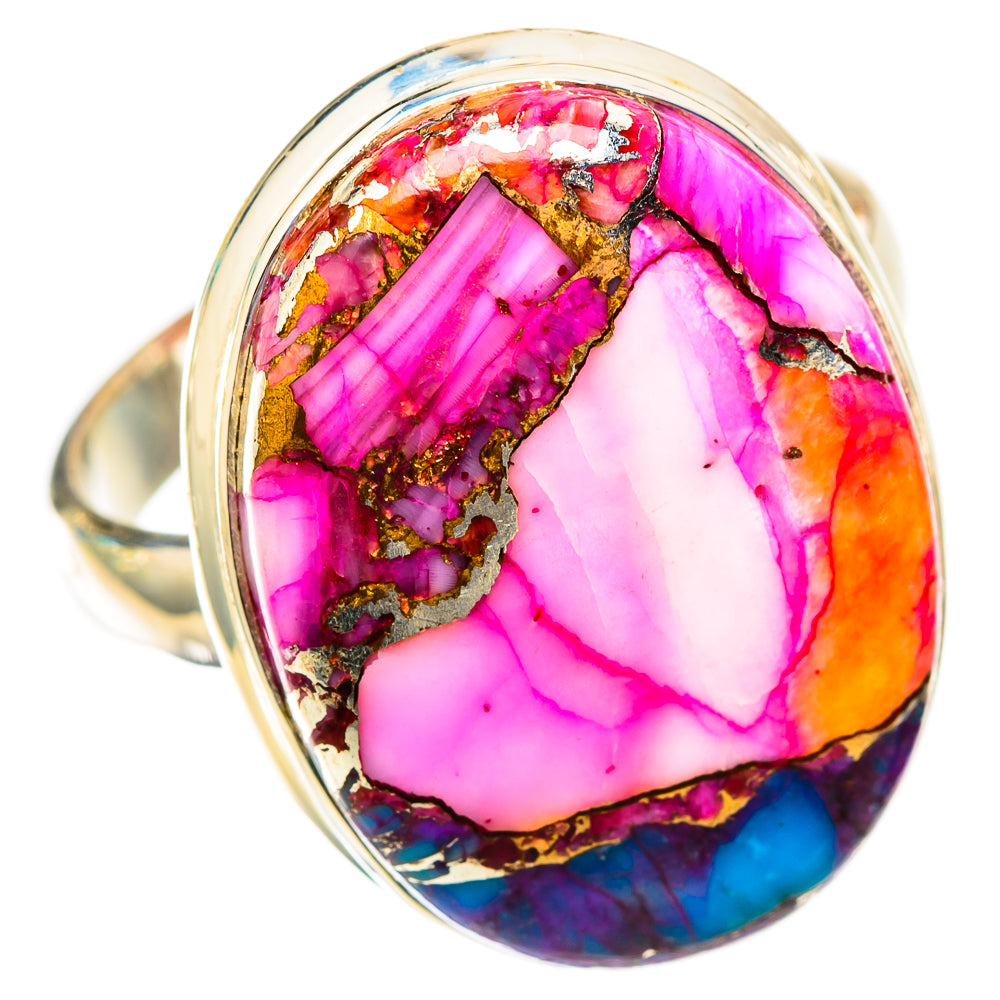Kingman Pink Dahlia Turquoise Rings handcrafted by Anasilvercos - RING117933 - Photo 2