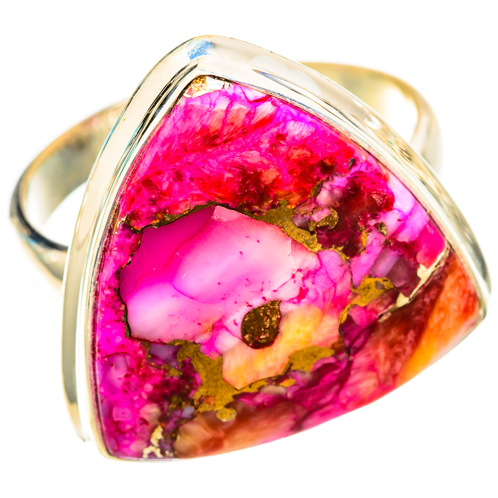 Kingman Pink Dahlia Turquoise Rings handcrafted by Anasilvercos - RING117949 - Photo 2