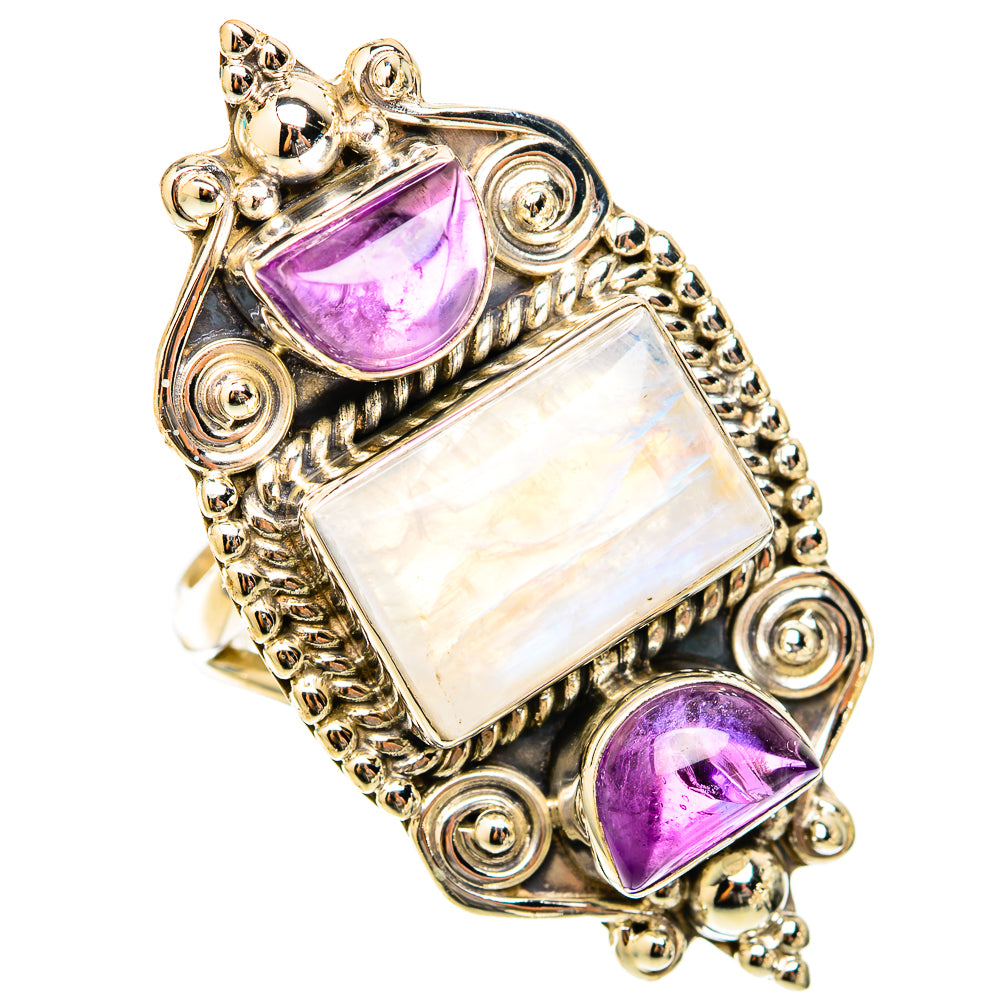 Rainbow Moonstone Rings handcrafted by Anasilvercos - RING117952 - Photo 2