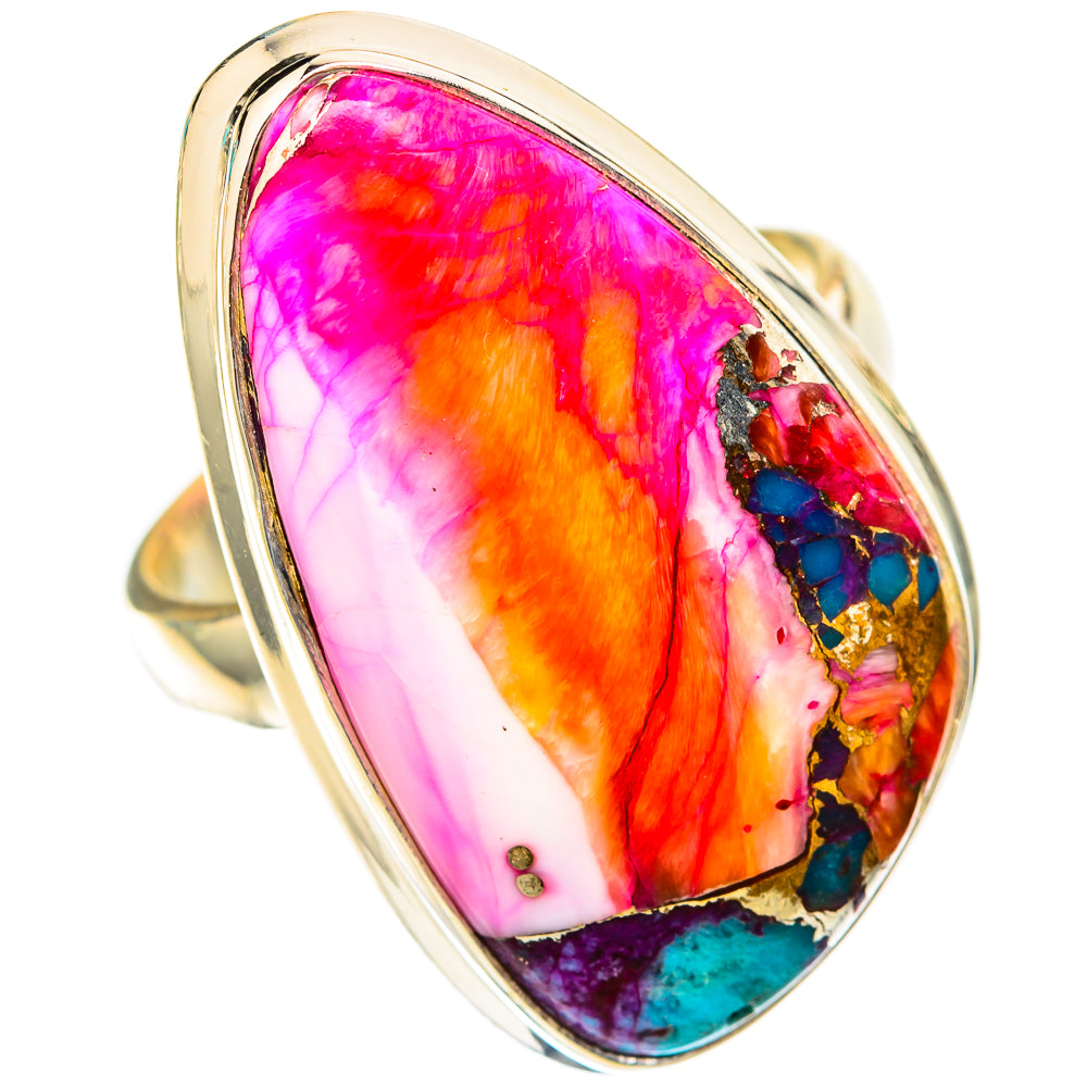 Kingman Pink Dahlia Turquoise Rings handcrafted by Anasilvercos - RING117961 - Photo 2