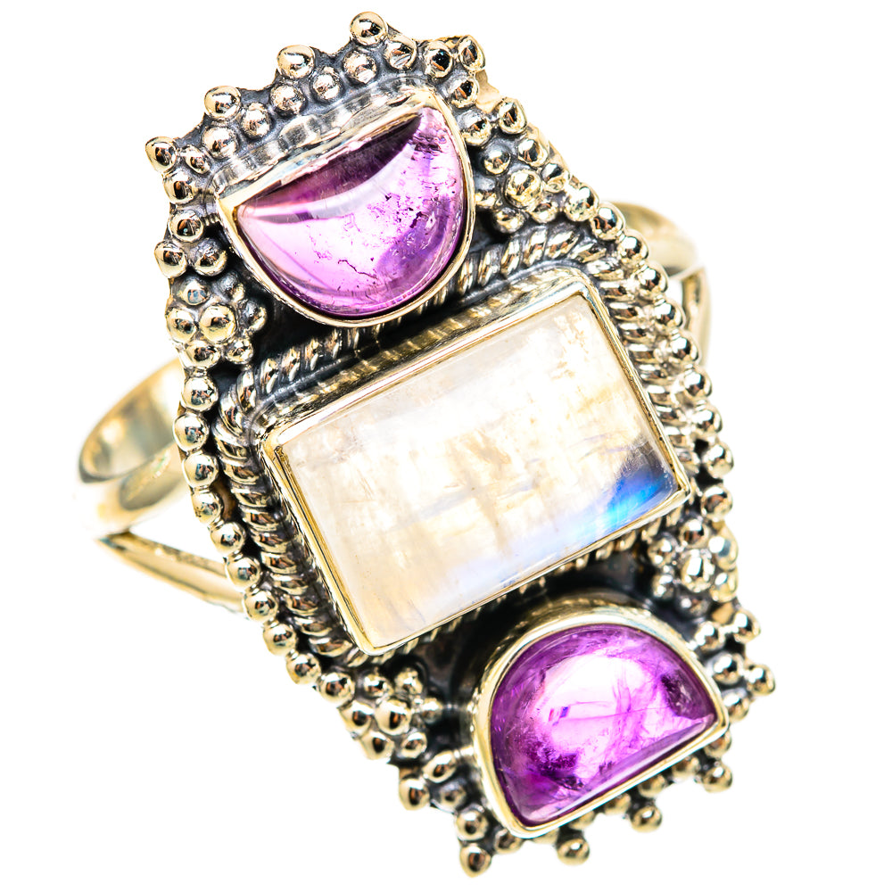 Rainbow Moonstone Rings handcrafted by Anasilvercos - RING117977 - Photo 2