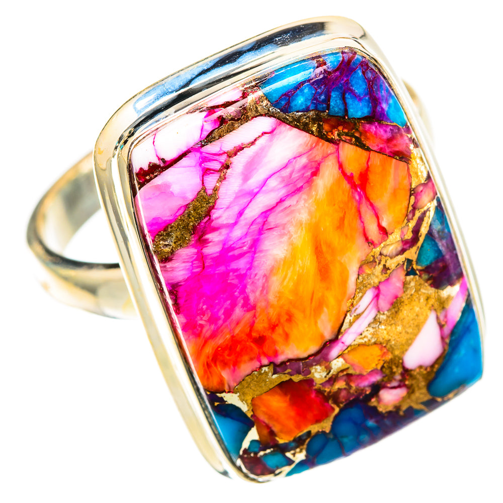 Kingman Pink Dahlia Turquoise Rings handcrafted by Anasilvercos - RING117984 - Photo 2