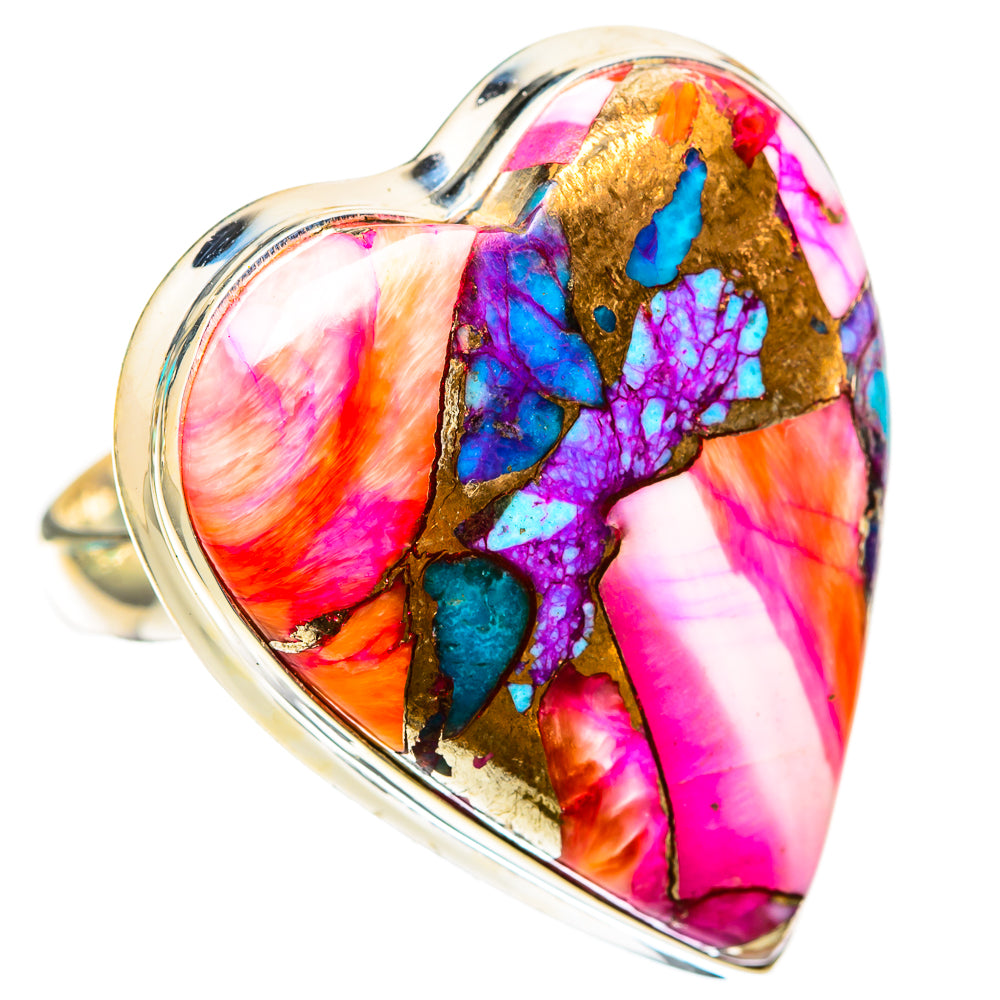 Kingman Pink Dahlia Turquoise Rings handcrafted by Anasilvercos - RING117986 - Photo 2