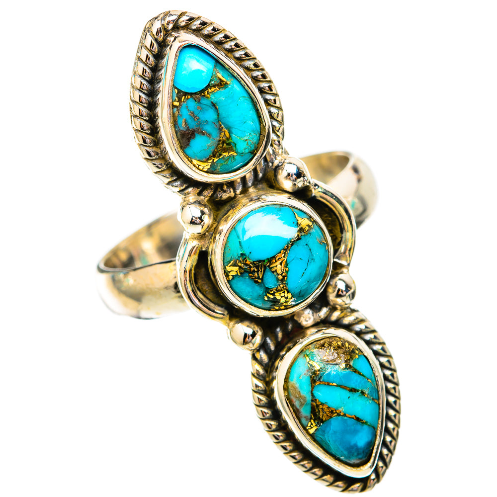 Blue Copper Composite Turquoise Rings handcrafted by Anasilvercos - RING118000 - Photo 2