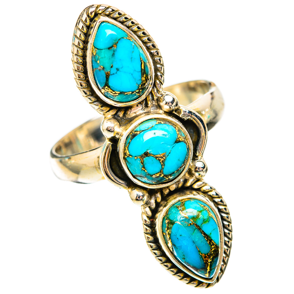 Blue Copper Composite Turquoise Rings handcrafted by Anasilvercos - RING118066 - Photo 2