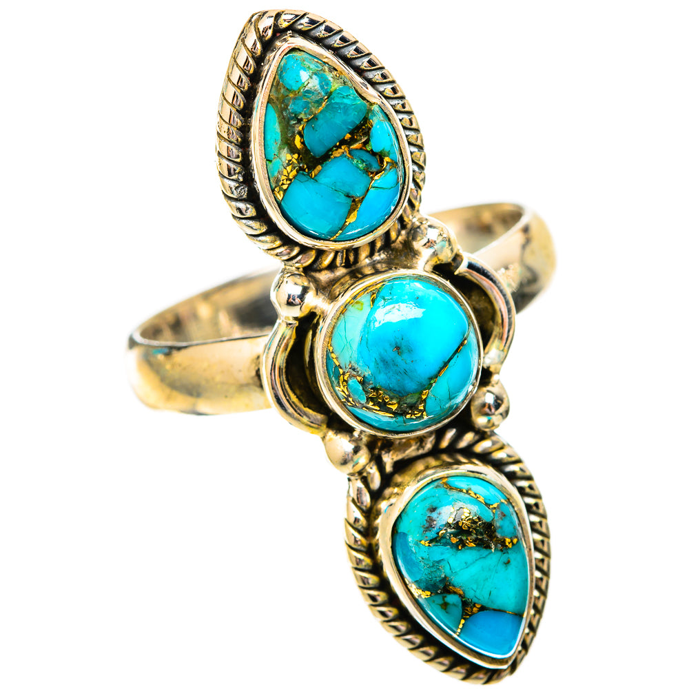 Blue Copper Composite Turquoise Rings handcrafted by Anasilvercos - RING118086 - Photo 2