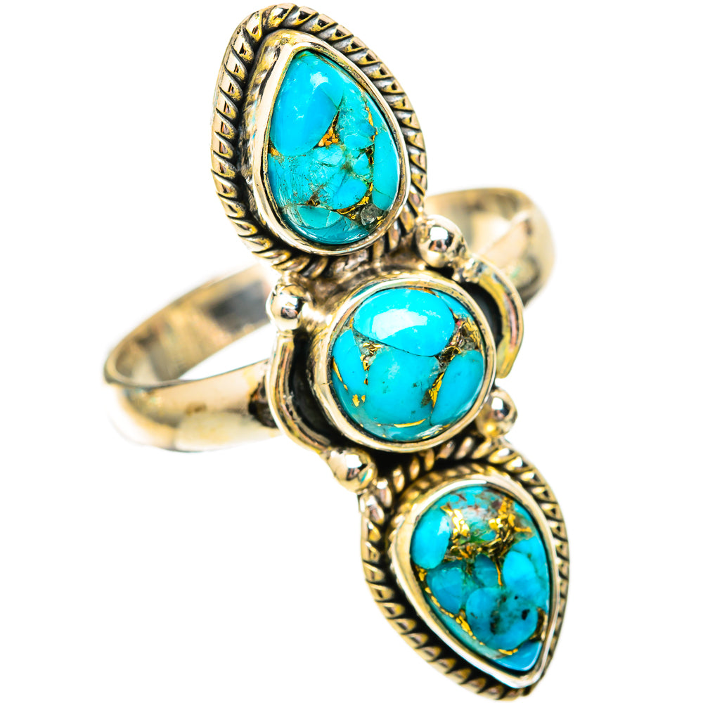 Blue Copper Composite Turquoise Rings handcrafted by Anasilvercos - RING118106 - Photo 2