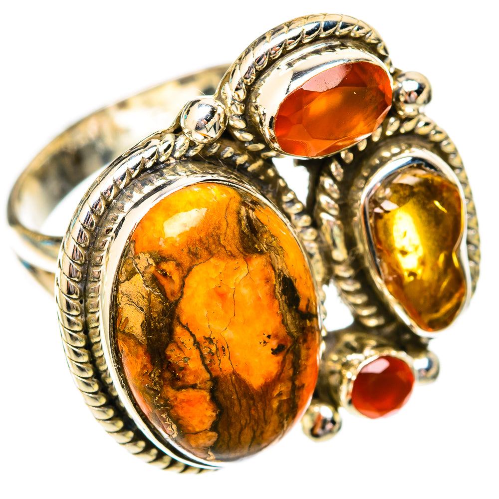 Orange Copper Composite Turquoise Rings handcrafted by Anasilvercos - RING118118 - Photo 2