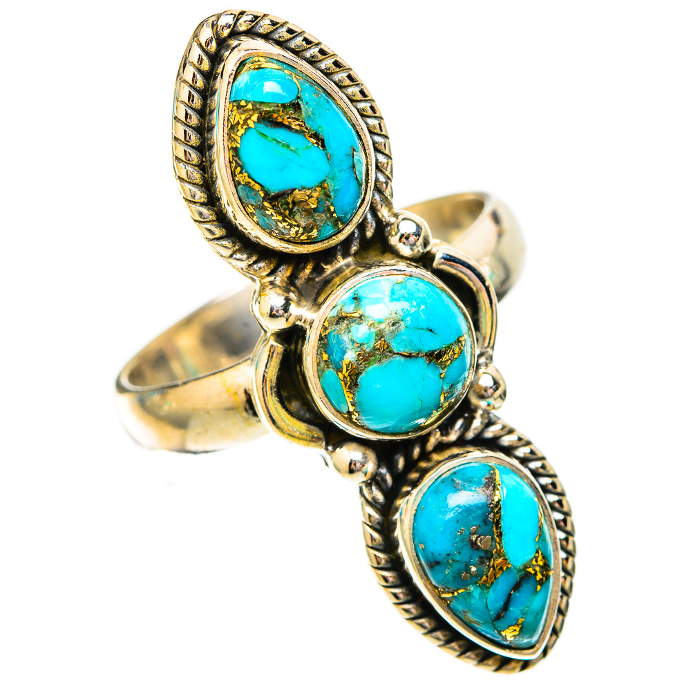 Blue Copper Composite Turquoise Rings handcrafted by Anasilvercos - RING118133 - Photo 2
