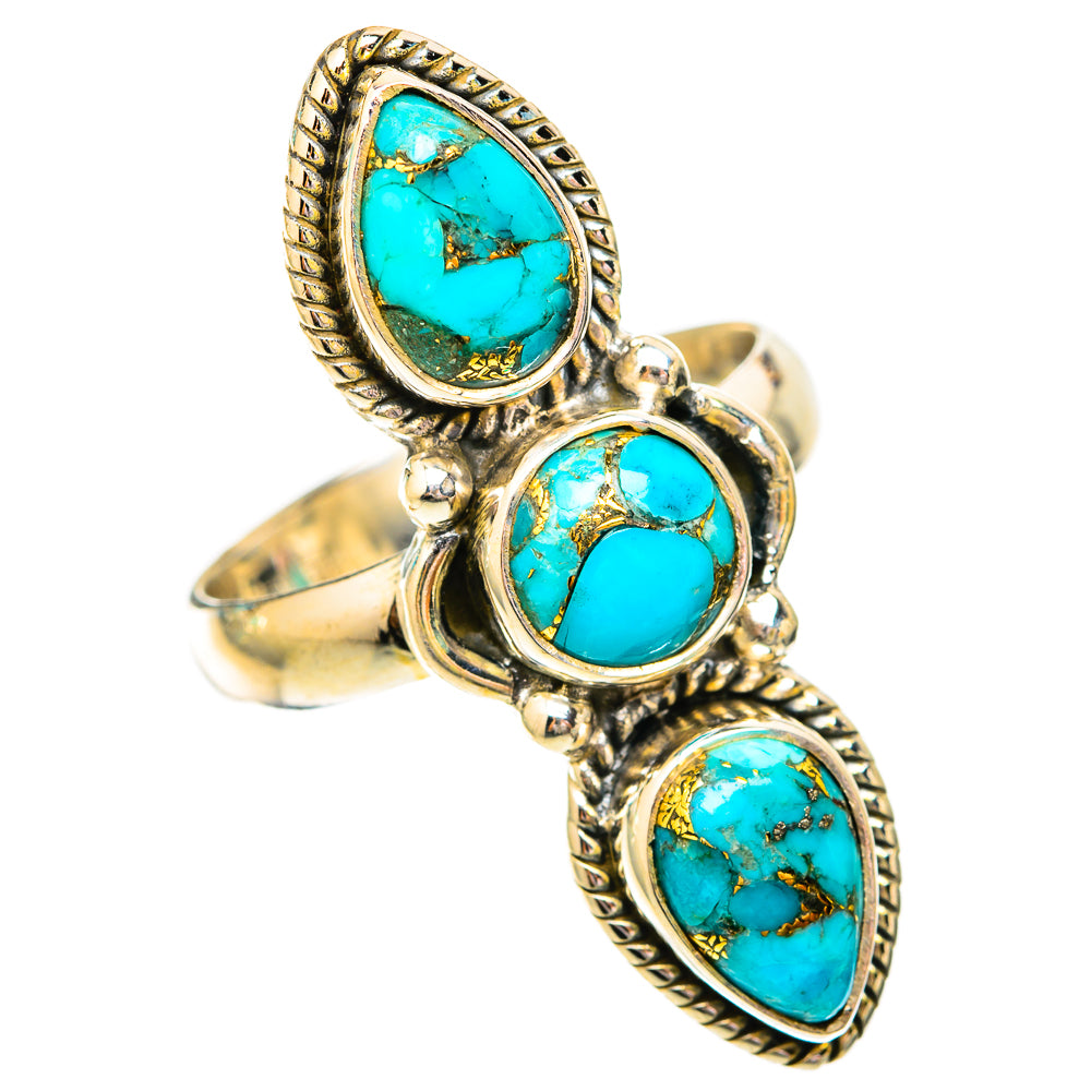 Blue Copper Composite Turquoise Rings handcrafted by Anasilvercos - RING118181 - Photo 2