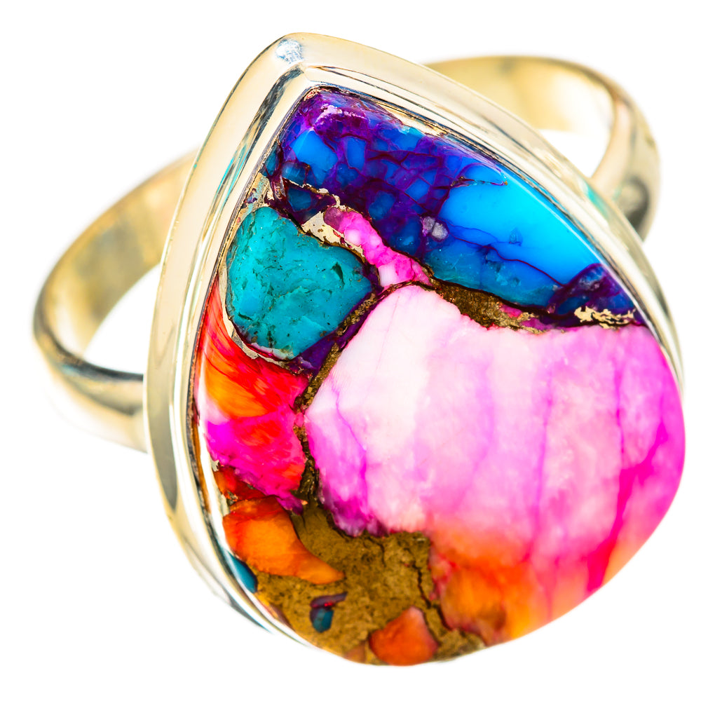 Kingman Pink Dahlia Turquoise Rings handcrafted by Anasilvercos - RING118231 - Photo 2
