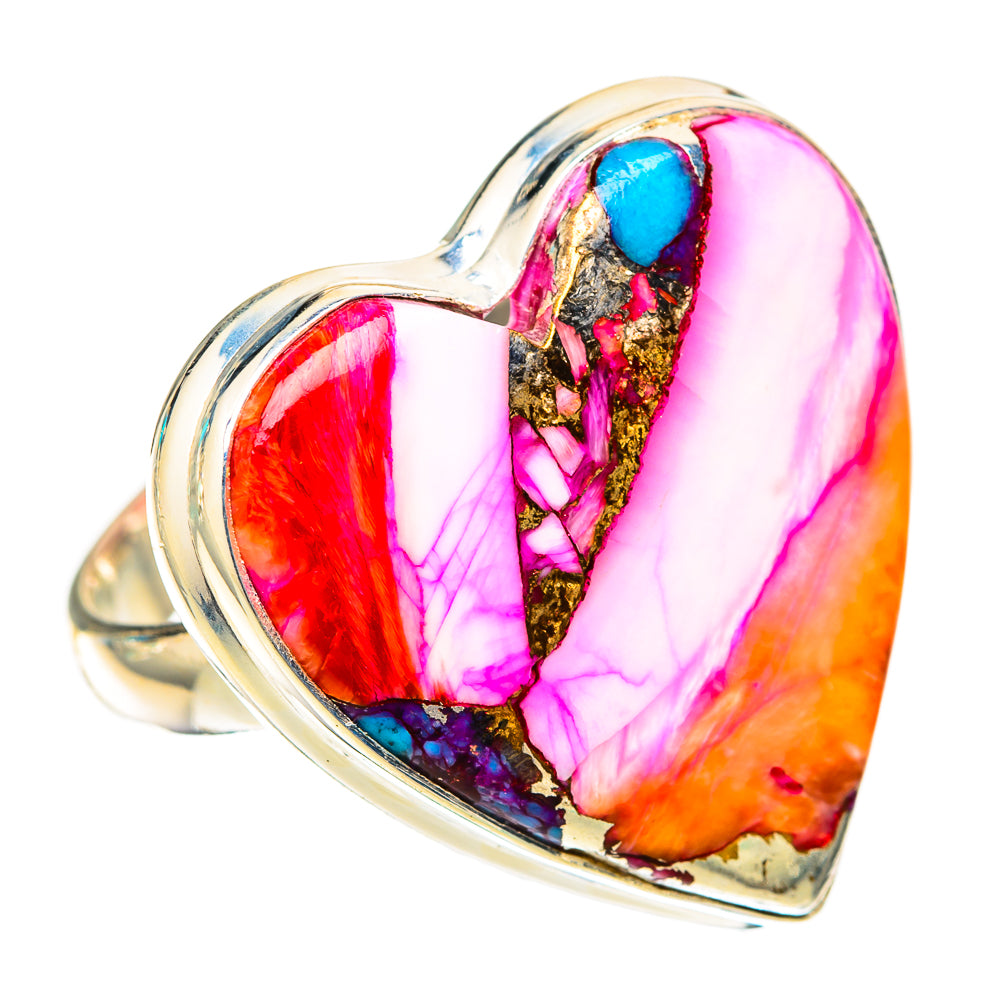 Kingman Pink Dahlia Turquoise Rings handcrafted by Anasilvercos - RING118233 - Photo 2