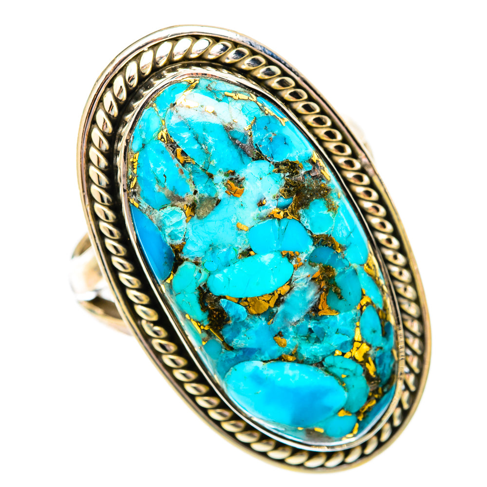 Blue Copper Composite Turquoise Rings handcrafted by Anasilvercos - RING118238 - Photo 2