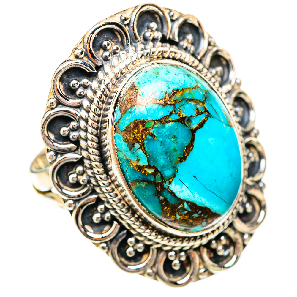 Blue Copper Composite Turquoise Rings handcrafted by Anasilvercos - RING118239 - Photo 2