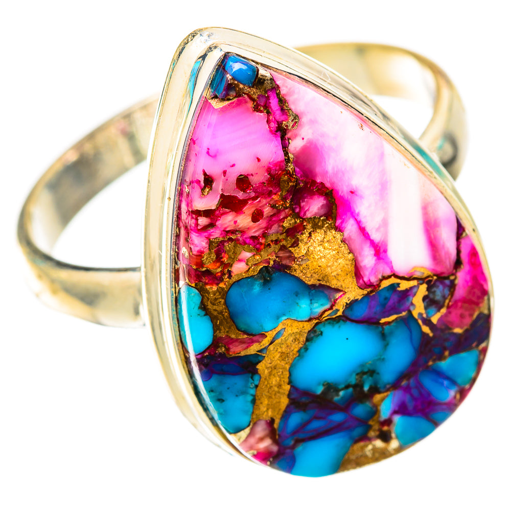 Kingman Pink Dahlia Turquoise Rings handcrafted by Anasilvercos - RING118269 - Photo 2