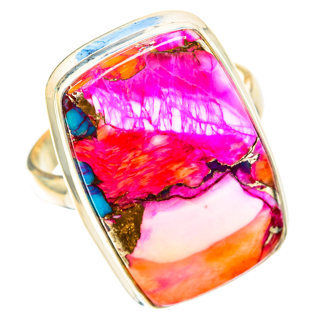 Kingman Pink Dahlia Turquoise Rings handcrafted by Anasilvercos - RING118270 - Photo 2