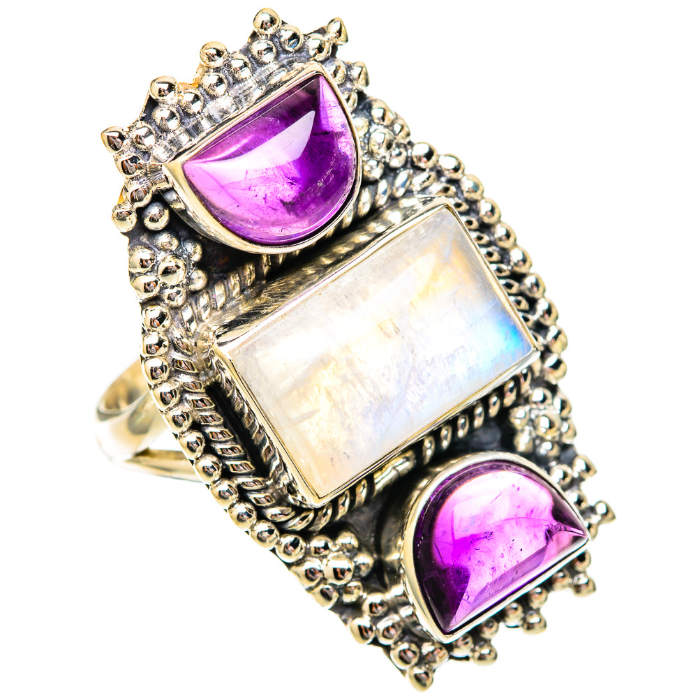 Rainbow Moonstone Rings handcrafted by Anasilvercos - RING118287 - Photo 2