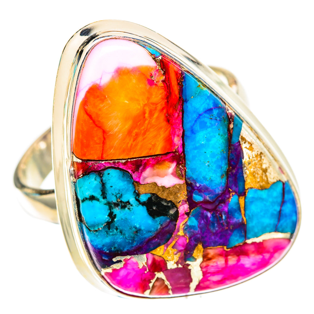 Kingman Pink Dahlia Turquoise Rings handcrafted by Anasilvercos - RING118293 - Photo 2