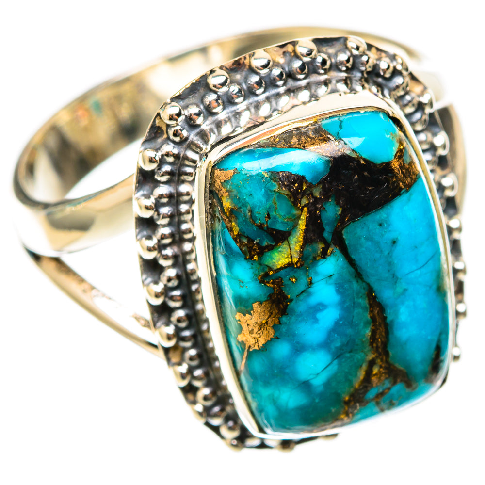 Blue Copper Composite Turquoise Rings handcrafted by Anasilvercos - RING118307 - Photo 2