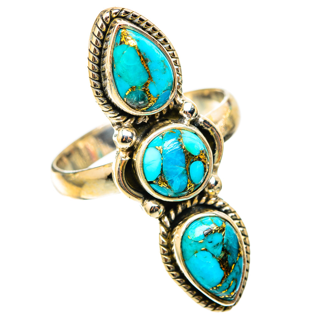 Blue Copper Composite Turquoise Rings handcrafted by Anasilvercos - RING118331 - Photo 2