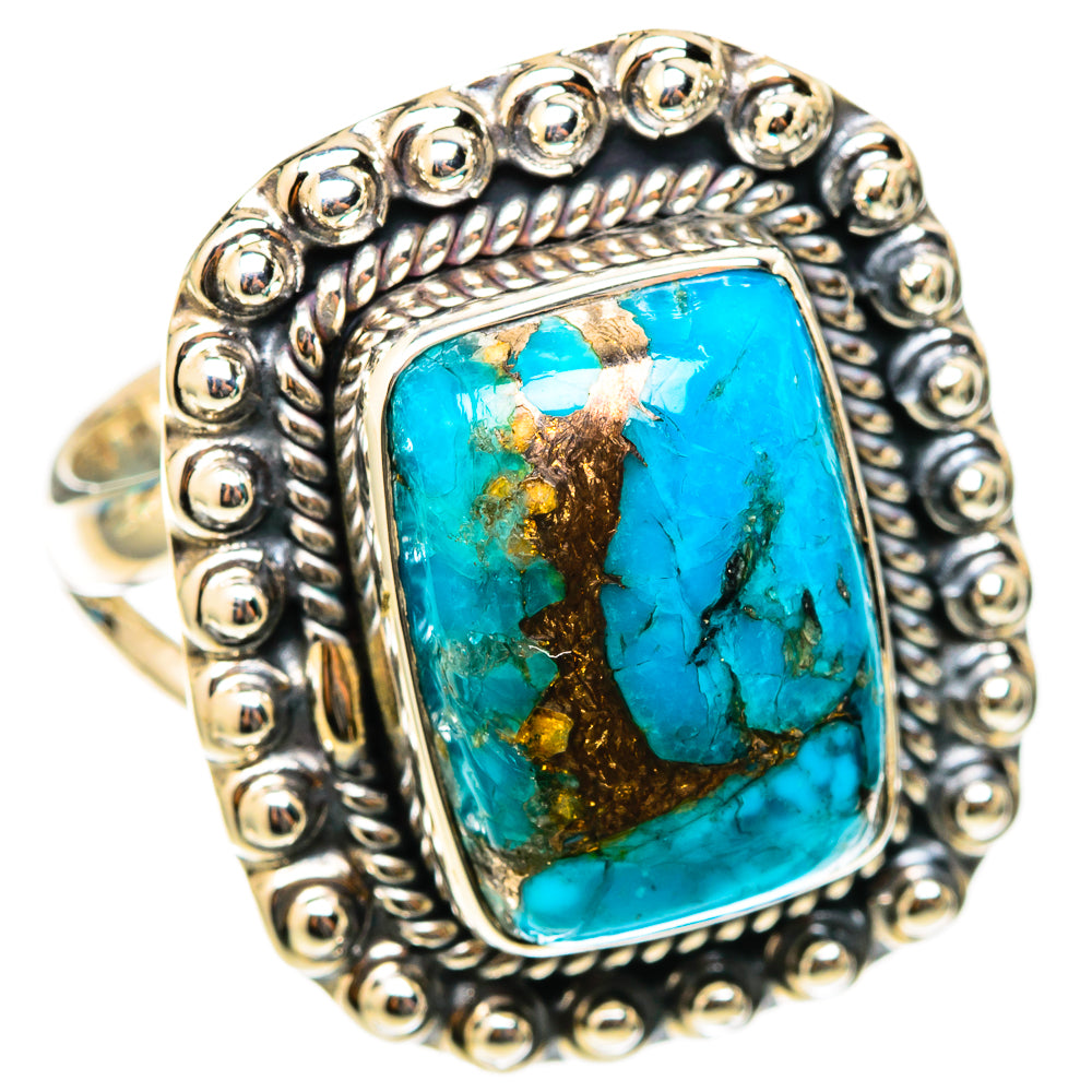 Blue Copper Composite Turquoise Rings handcrafted by Anasilvercos - RING118333 - Photo 2