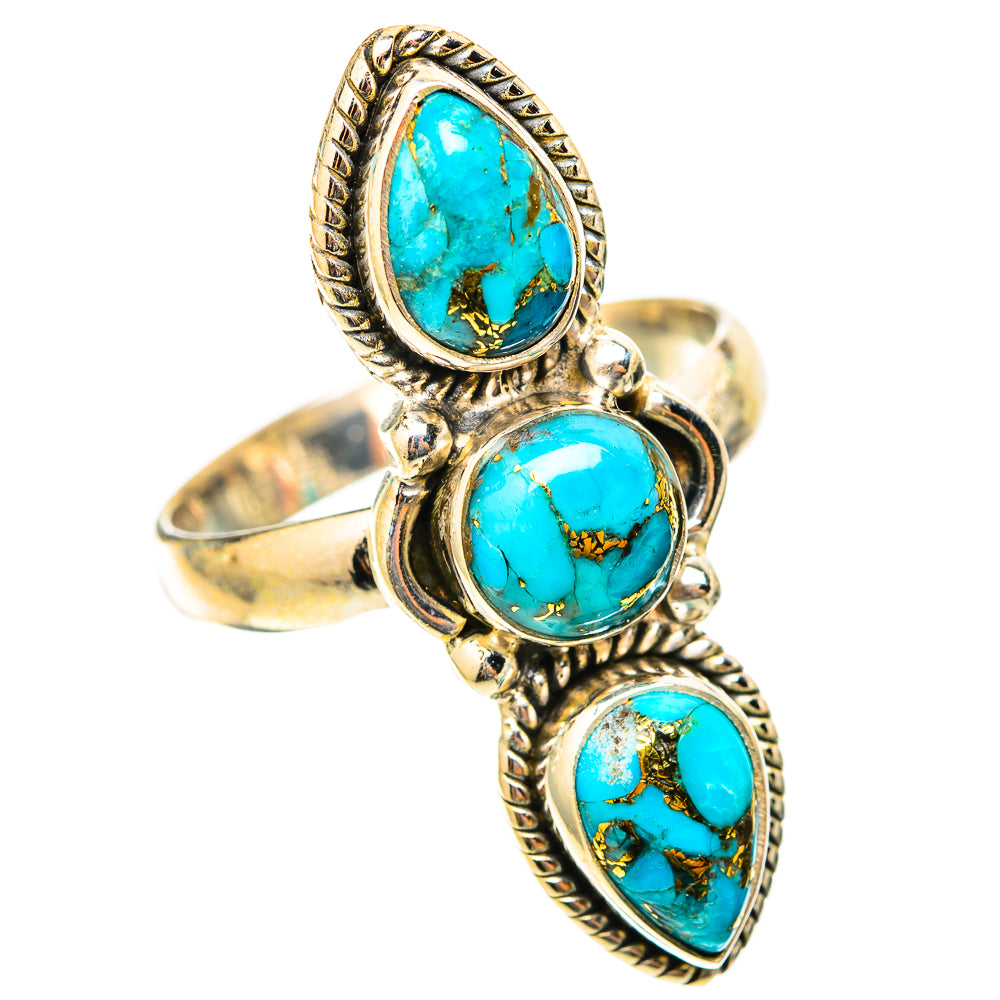 Blue Copper Composite Turquoise Rings handcrafted by Anasilvercos - RING118356 - Photo 2
