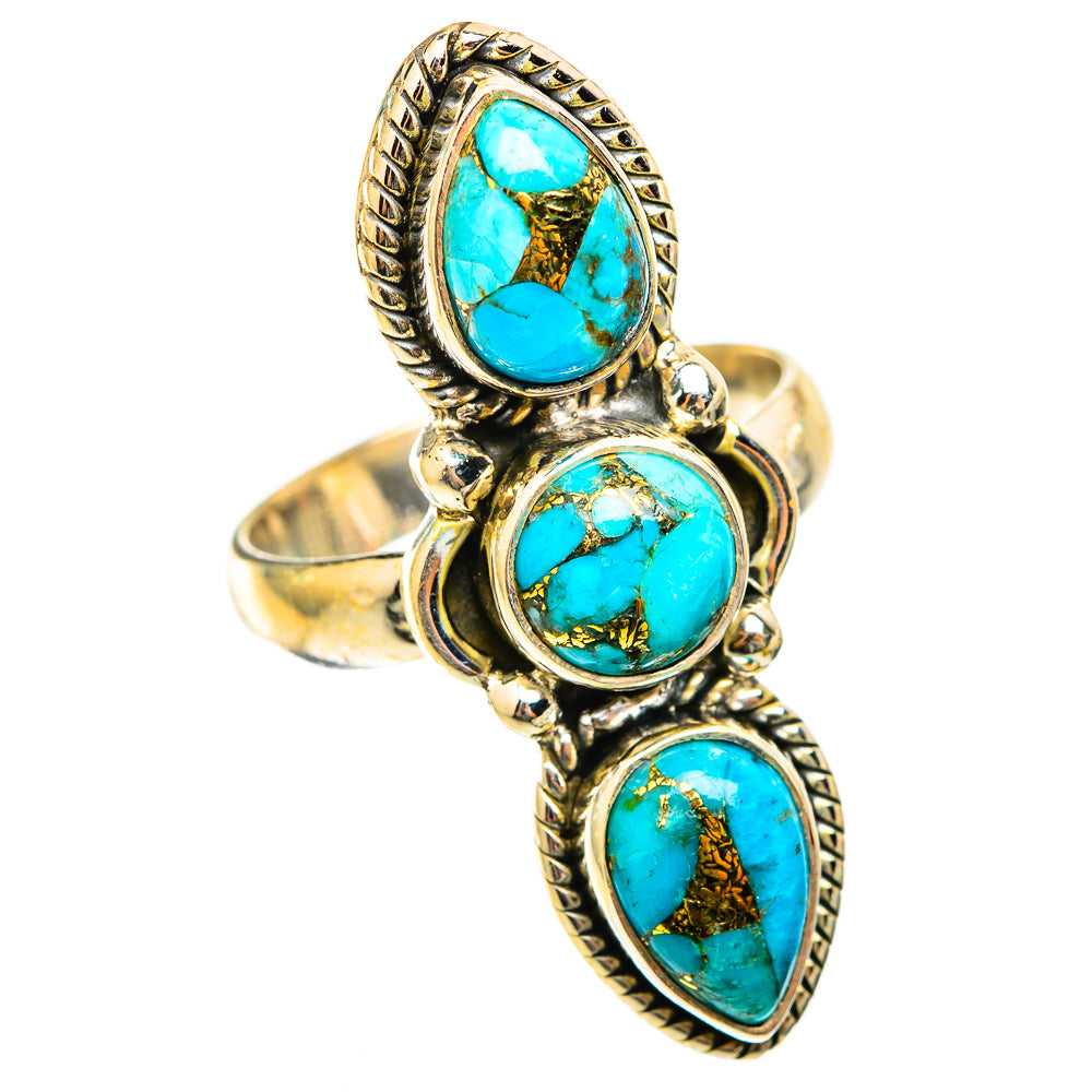Blue Copper Composite Turquoise Rings handcrafted by Anasilvercos - RING118375 - Photo 2
