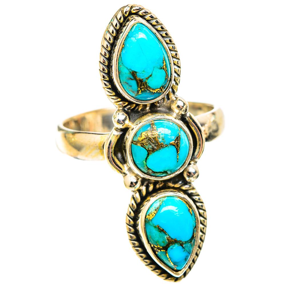 Blue Copper Composite Turquoise Rings handcrafted by Anasilvercos - RING118395 - Photo 2
