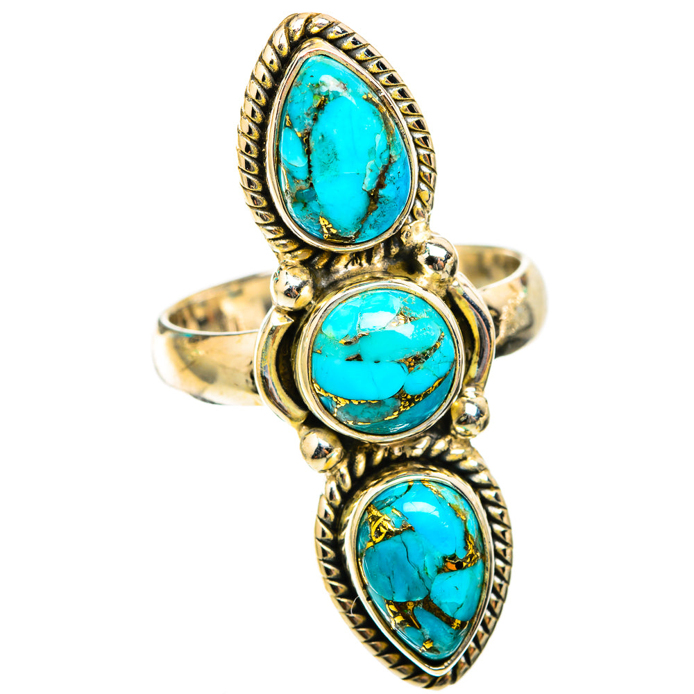 Blue Copper Composite Turquoise Rings handcrafted by Anasilvercos - RING118417 - Photo 2