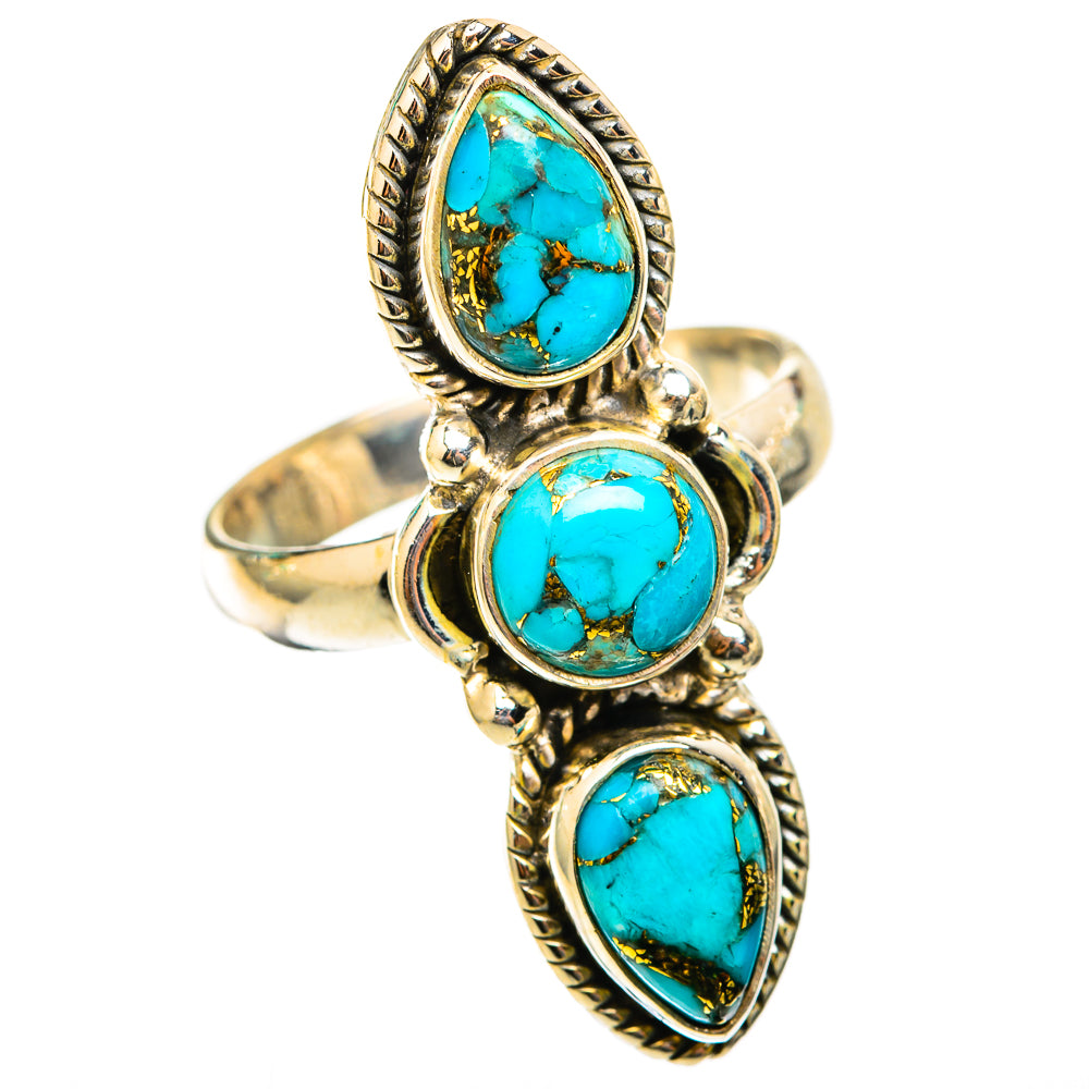 Blue Copper Composite Turquoise Rings handcrafted by Anasilvercos - RING118432 - Photo 2