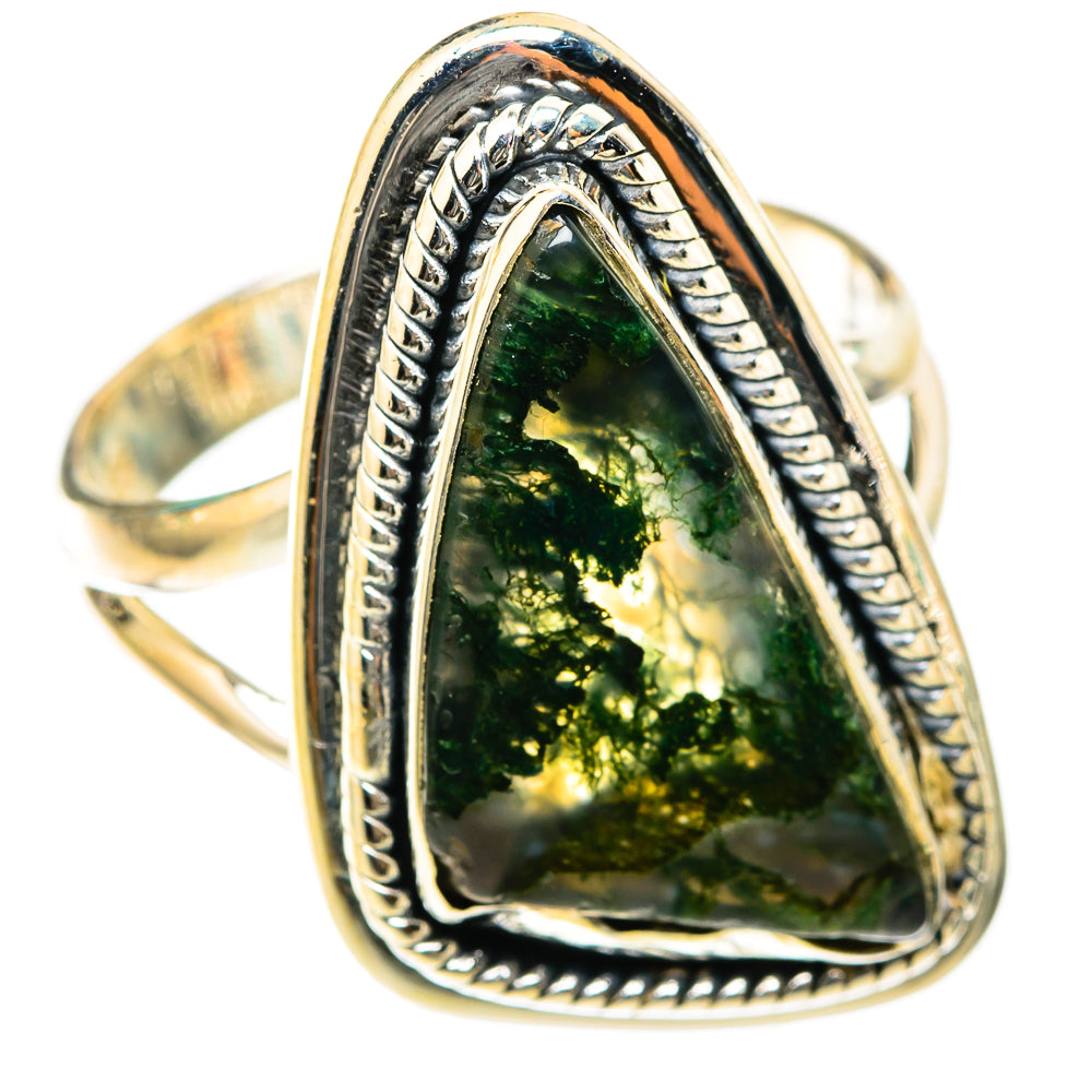 Green Moss Agate Rings handcrafted by Anasilvercos - RING118437 - Photo 2