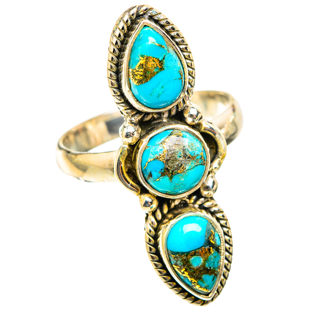 Blue Copper Composite Turquoise Rings handcrafted by Anasilvercos - RING118447 - Photo 2