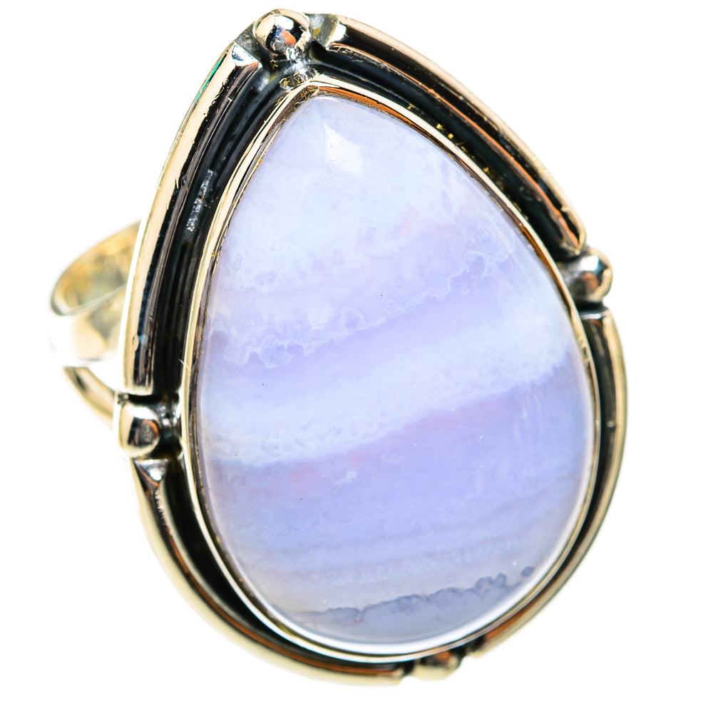 Blue Lace Agate Rings handcrafted by Anasilvercos - RING118458 - Photo 2