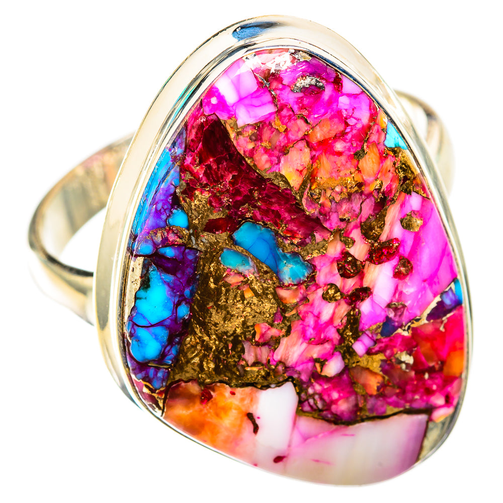 Kingman Pink Dahlia Turquoise Rings handcrafted by Anasilvercos - RING118461 - Photo 2
