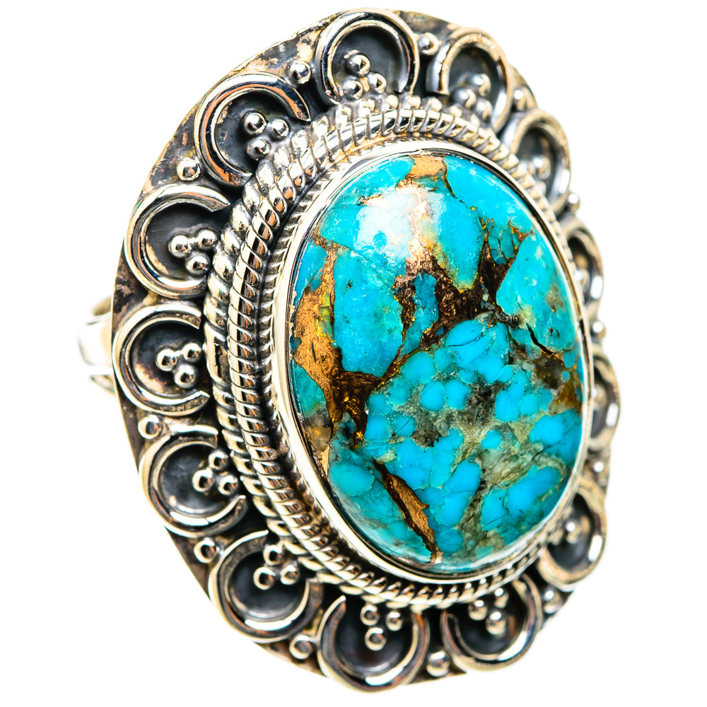 Blue Copper Composite Turquoise Rings handcrafted by Anasilvercos - RING118471 - Photo 2