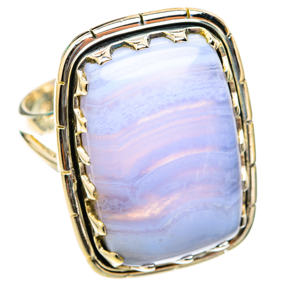 Blue Lace Agate Rings handcrafted by Anasilvercos - RING118495 - Photo 2