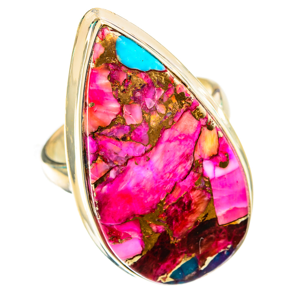 Kingman Pink Dahlia Turquoise Rings handcrafted by Anasilvercos - RING118498 - Photo 2