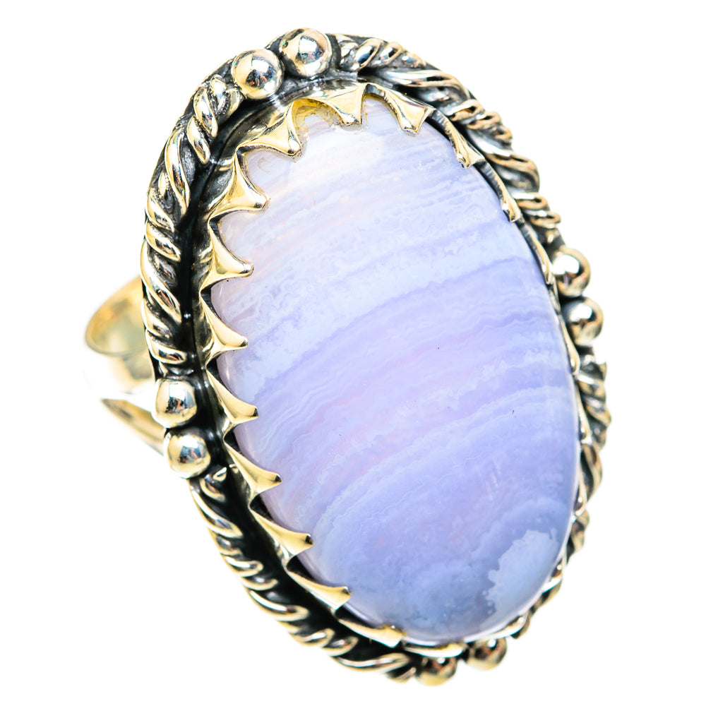 Blue Lace Agate Rings handcrafted by Anasilvercos - RING118527 - Photo 2