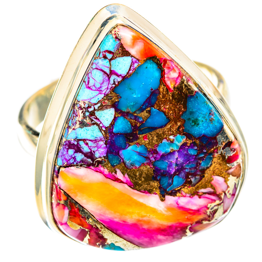 Kingman Pink Dahlia Turquoise Rings handcrafted by Anasilvercos - RING118537 - Photo 2