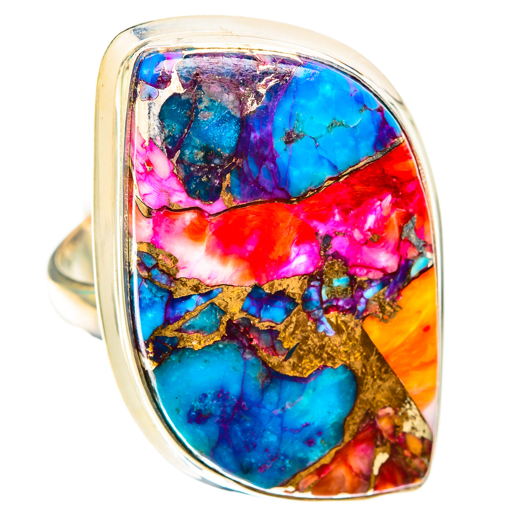 Kingman Pink Dahlia Turquoise Rings handcrafted by Anasilvercos - RING118538 - Photo 2