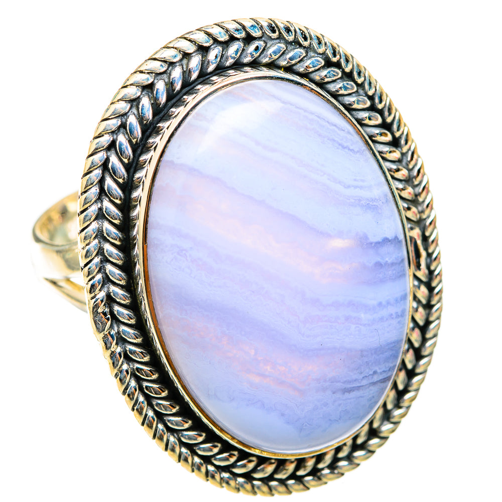 Blue Lace Agate Rings handcrafted by Anasilvercos - RING118557 - Photo 2